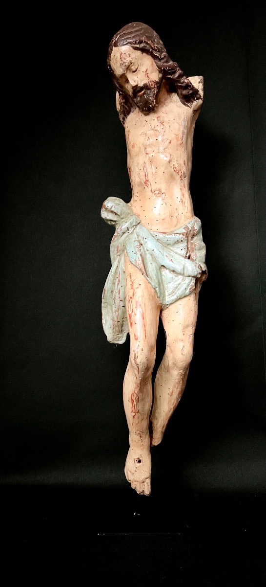 Polychrome Christ On The Cross - Late 17th - Early 18th Century - Italy Or Spain-photo-4