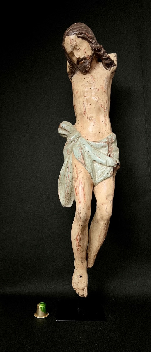 Polychrome Christ On The Cross - Late 17th - Early 18th Century - Italy Or Spain-photo-1