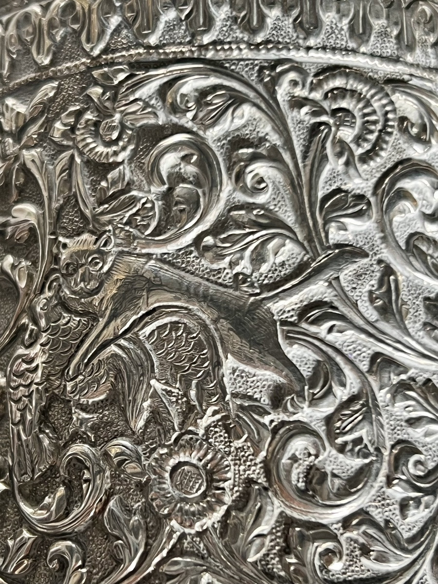Embossed Silver Box - Animal Hunting Scene - 19th Century -photo-2