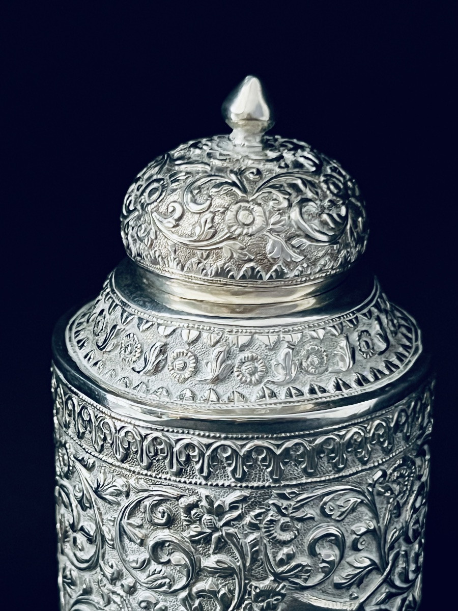 Embossed Silver Box - Animal Hunting Scene - 19th Century -photo-3