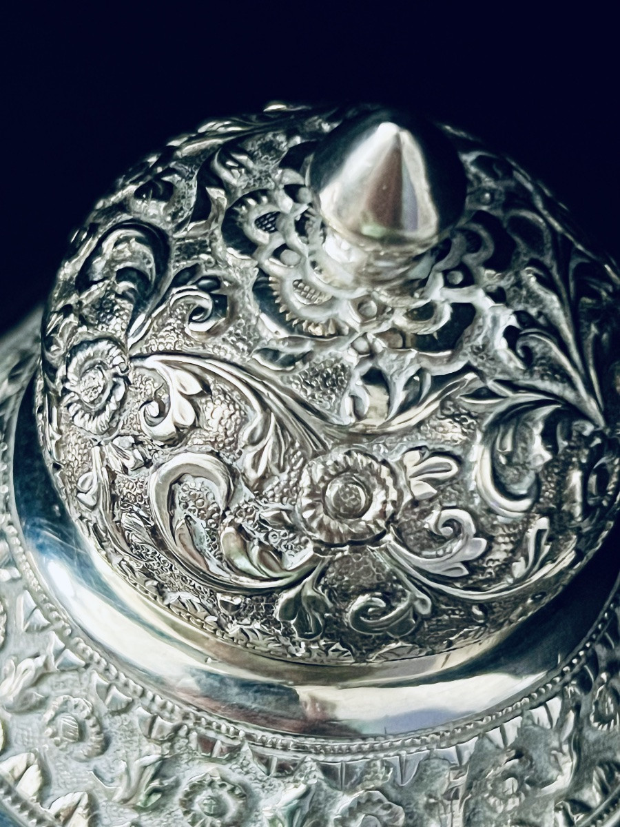 Embossed Silver Box - Animal Hunting Scene - 19th Century -photo-8