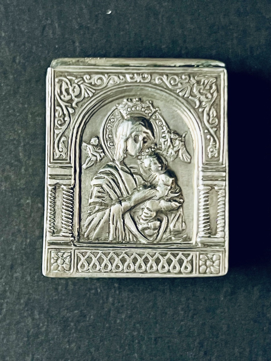 Pilulier en Argent - La Vierge et l’Enfant - XIXè 