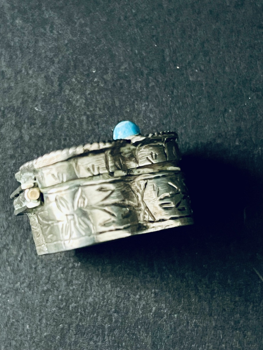 Silver Pillbox Set With A Turquoise - Ottoman Empire - 19th Century-photo-7