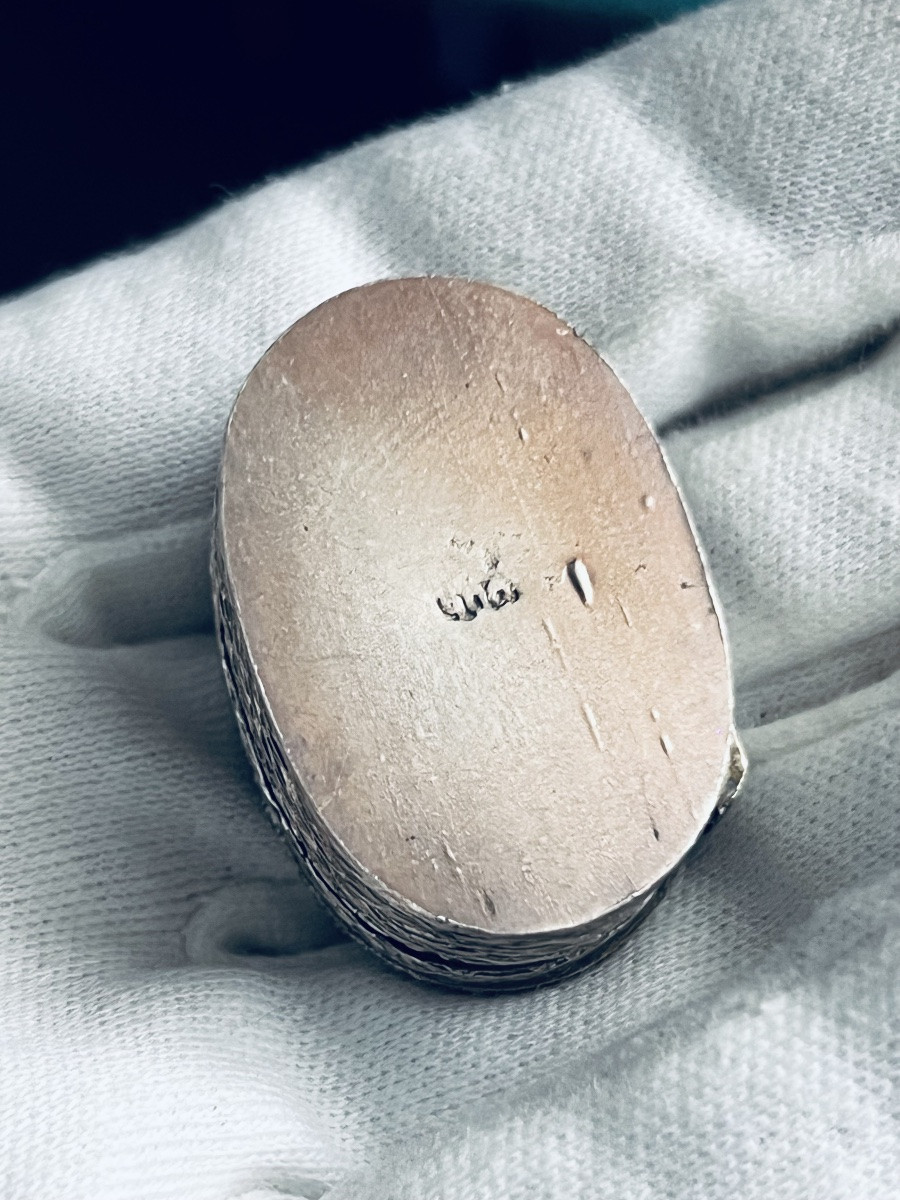 Silver And Carnelian Pillbox - Arabic Calligraphy - 19th Century-photo-6