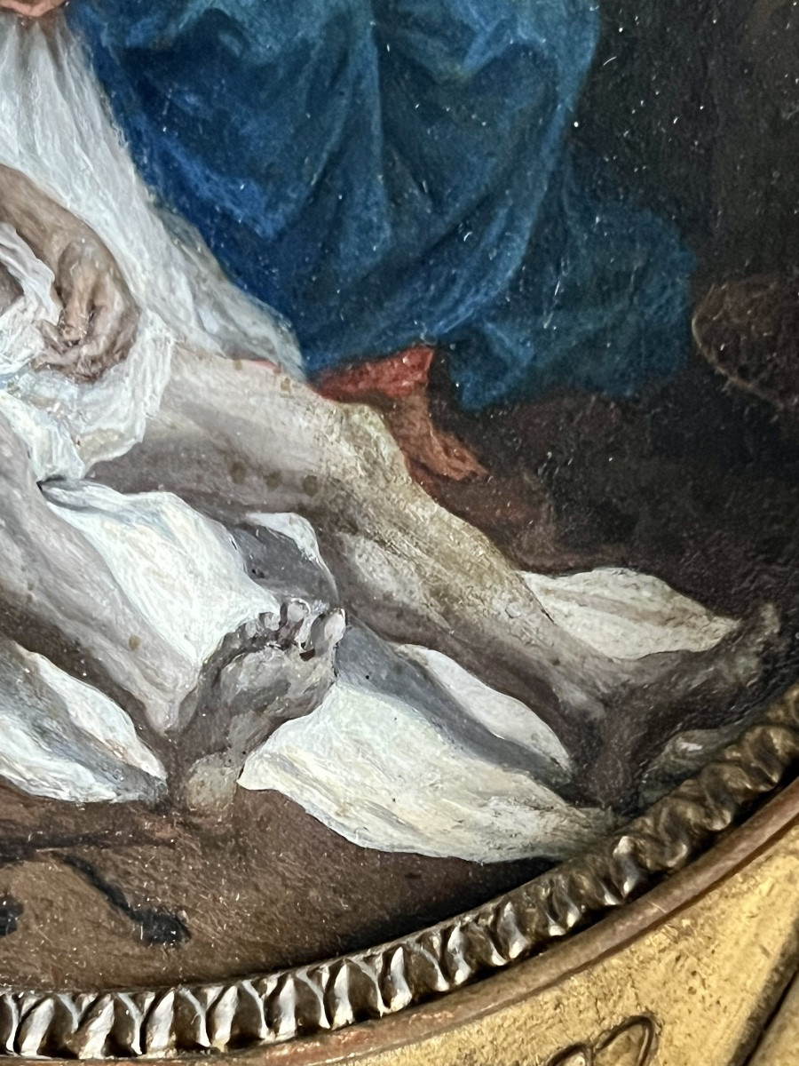 École française : Pietà, huile sur cuivre, 17e/18e s-photo-7