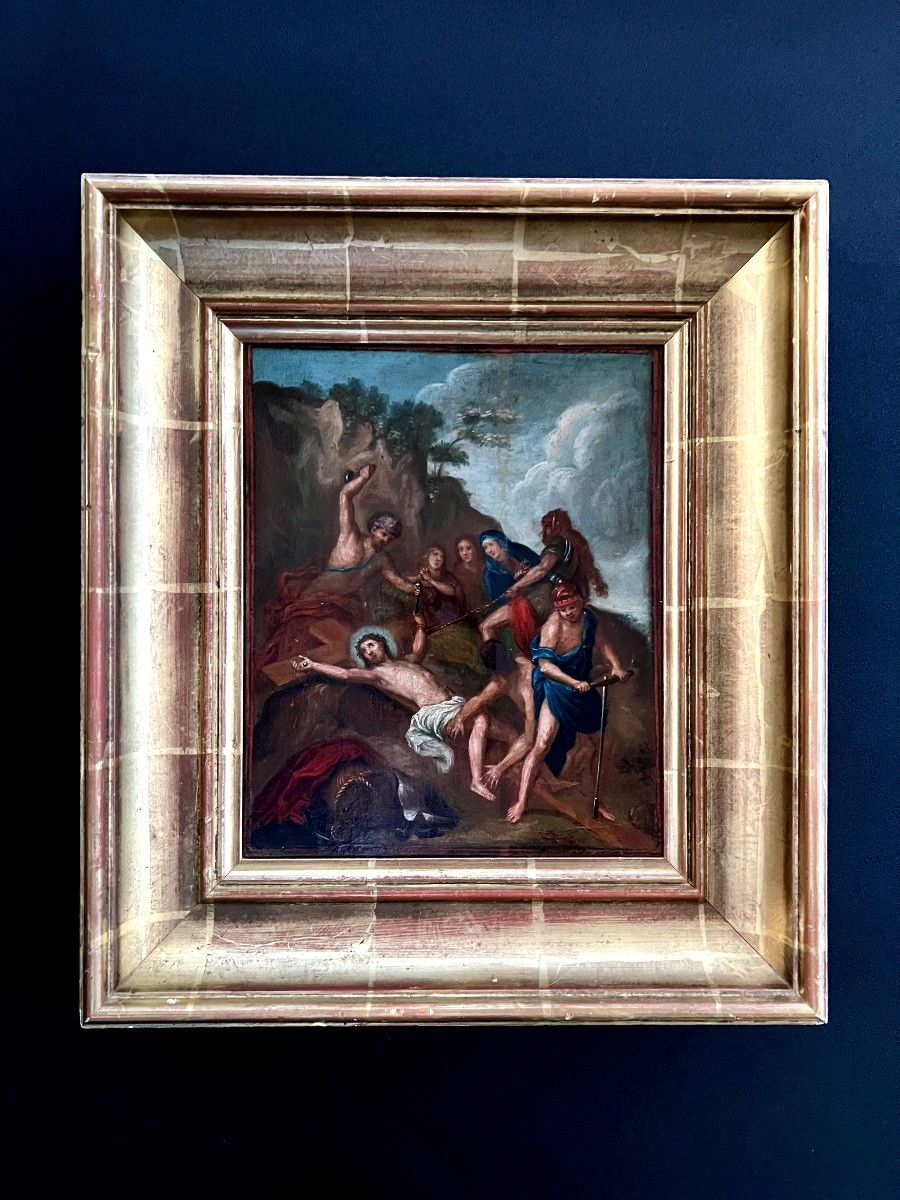 École italienne vers 1650  - La mise en croix du Christ -photo-2