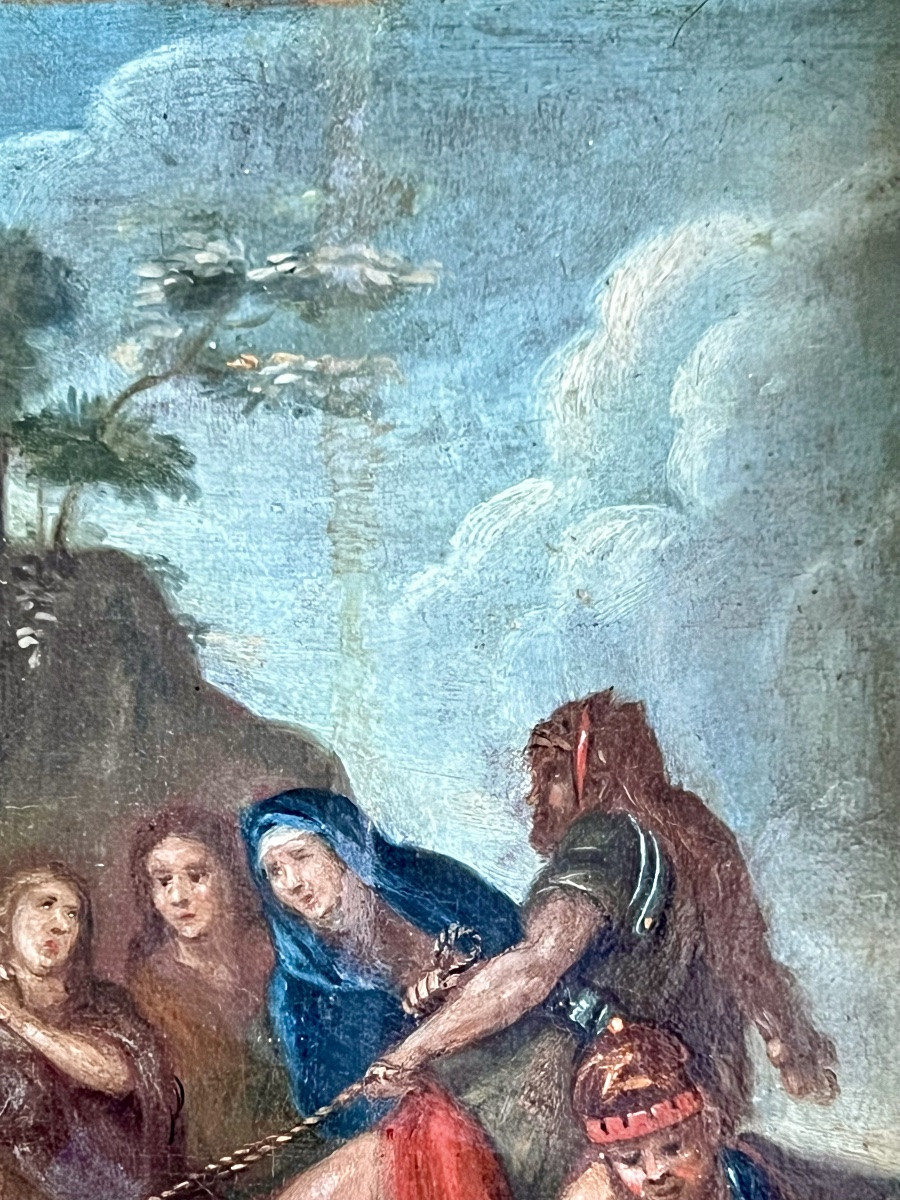 École italienne vers 1650  - La mise en croix du Christ -photo-8