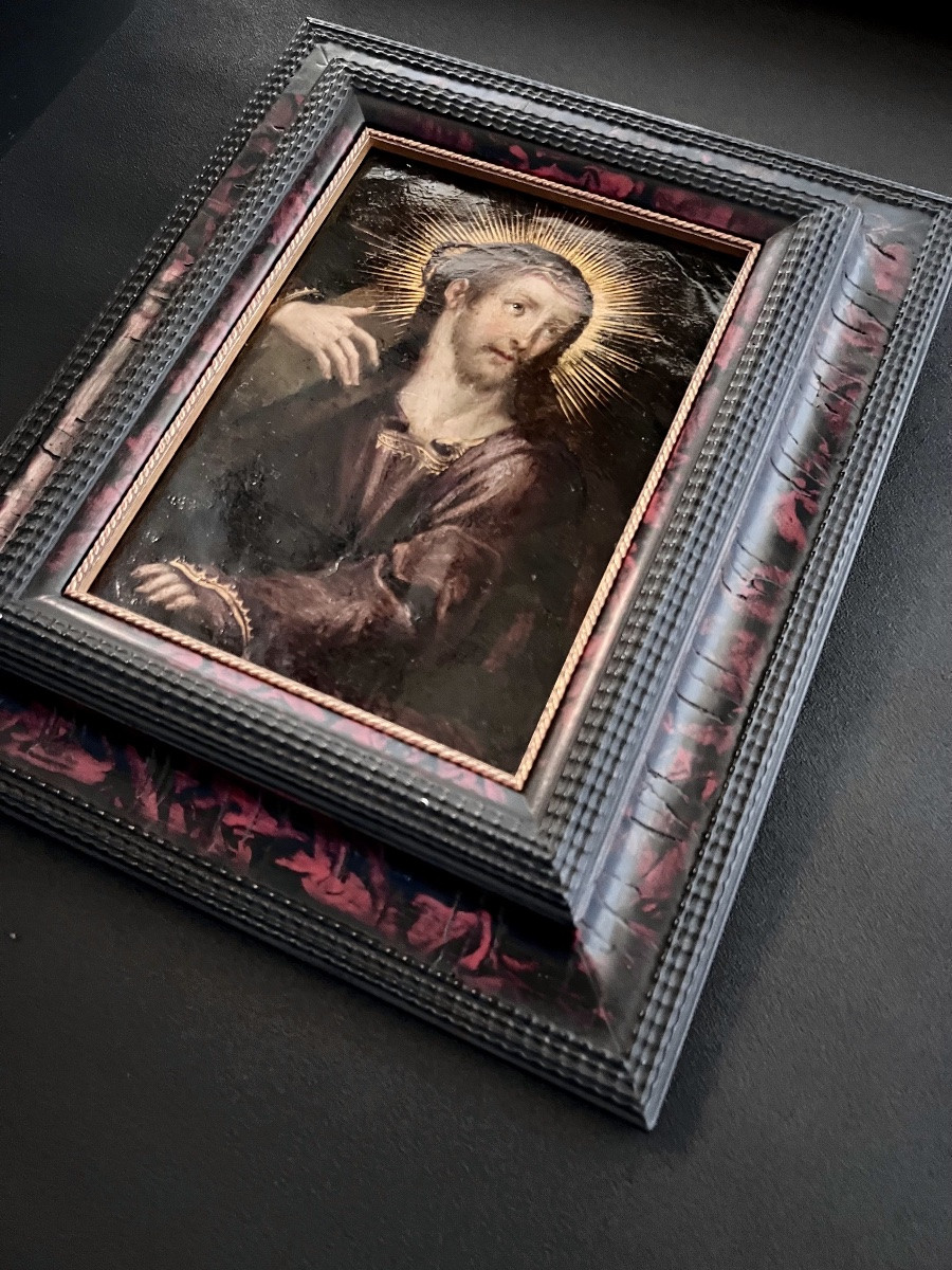 Huile sur cuivre -  le Christ portant la croix -  XVIIè siècle- Espagne-photo-1