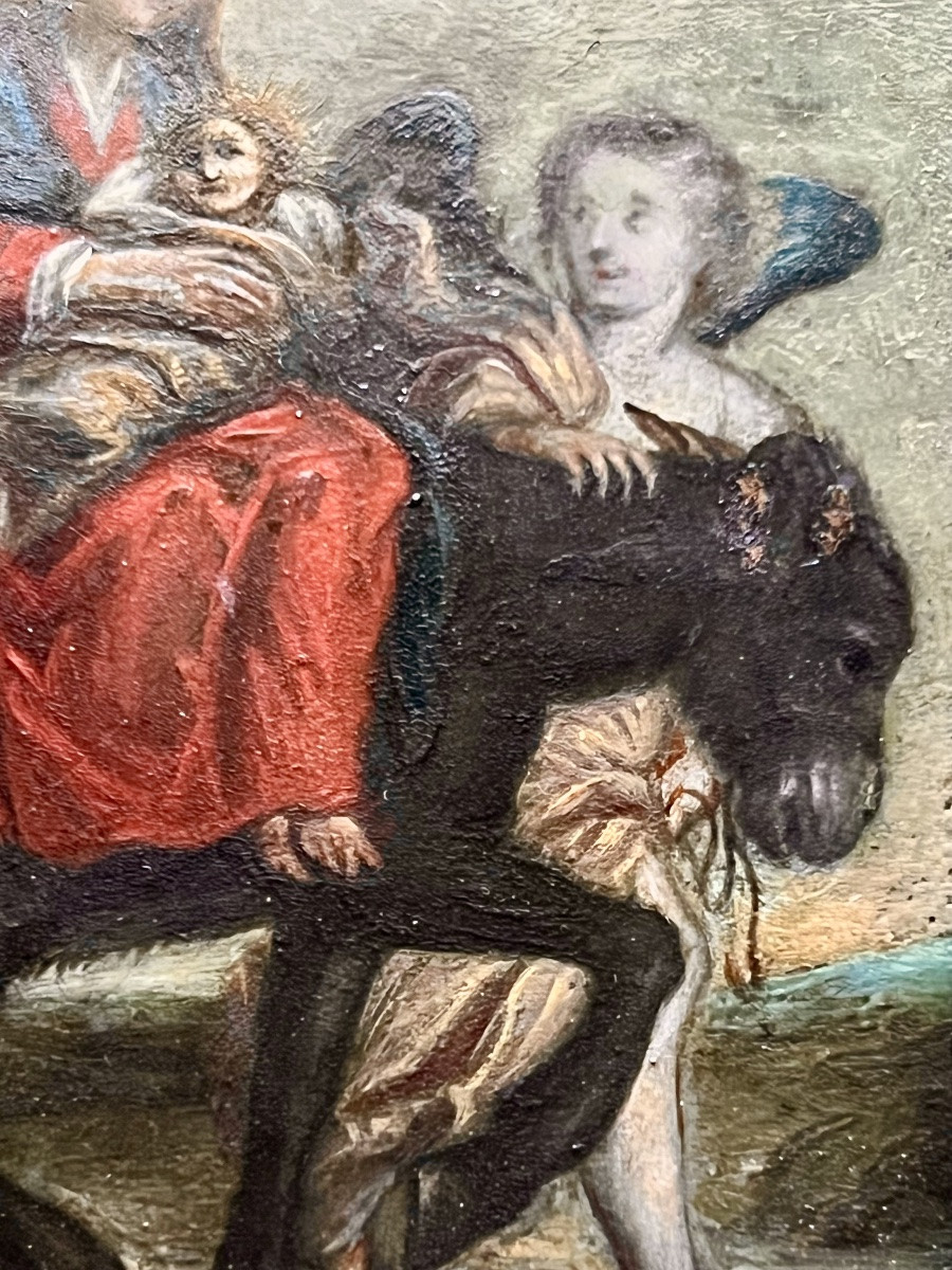 French School: The Flight Into Egypt, Oil On Copper - 17th Century-photo-6