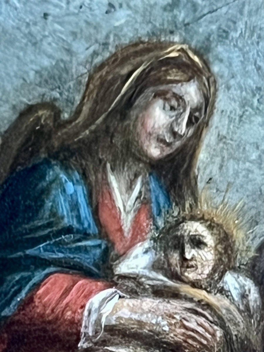 French School: The Flight Into Egypt, Oil On Copper - 17th Century-photo-7