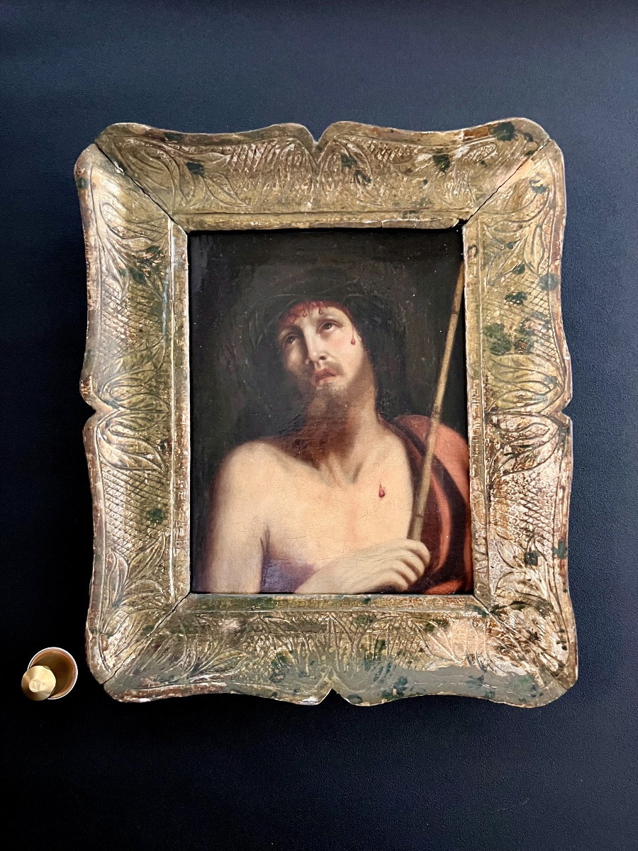 Huile sur toile -Christ couronné d'épines - XVIIè-photo-1