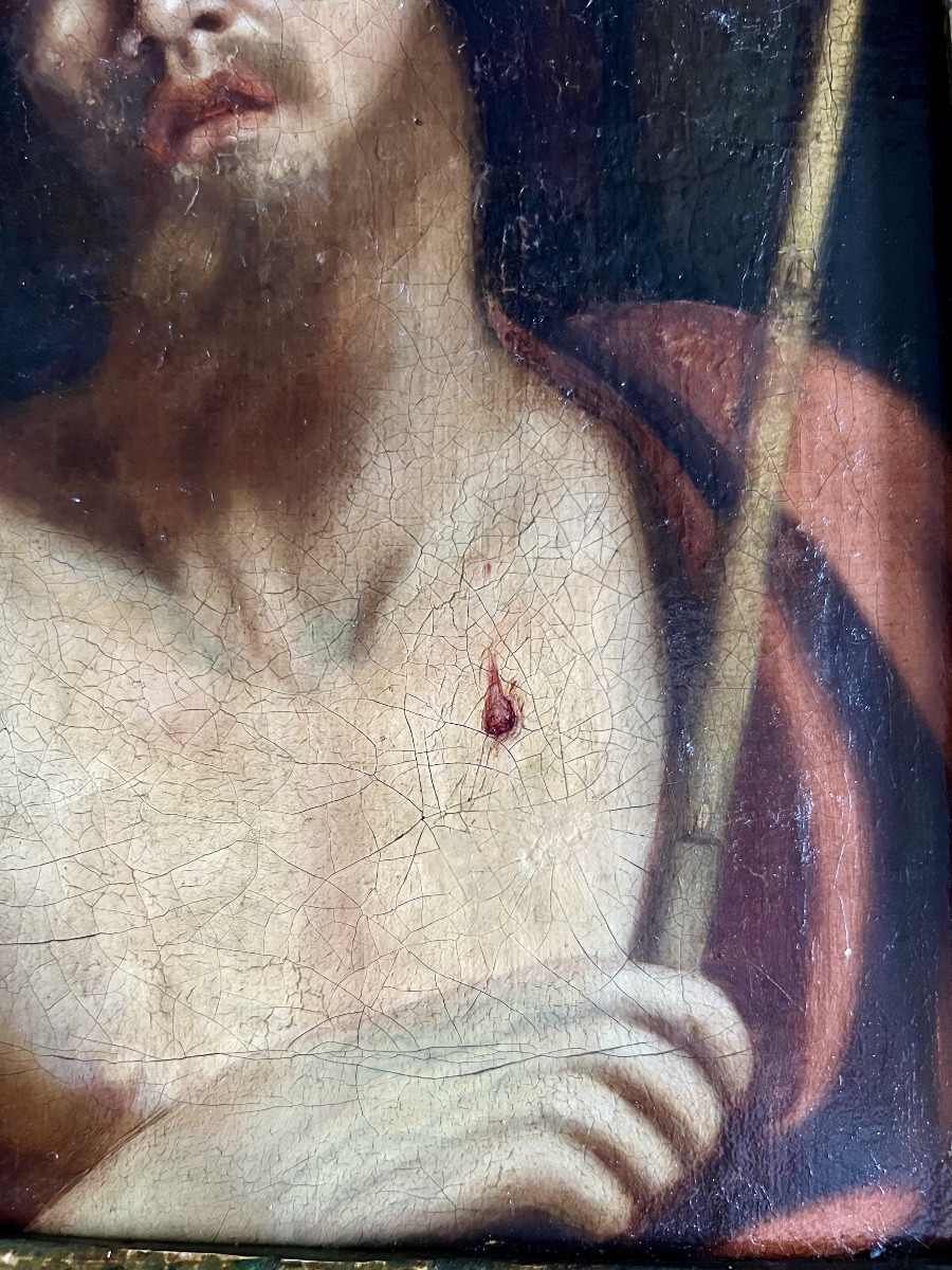 Huile sur toile -Christ couronné d'épines - XVIIè-photo-4