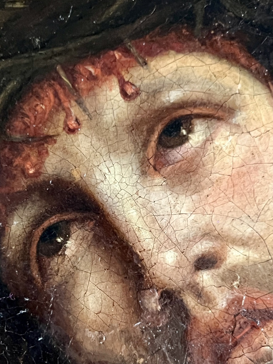 Huile sur toile -Christ couronné d'épines - XVIIè-photo-7