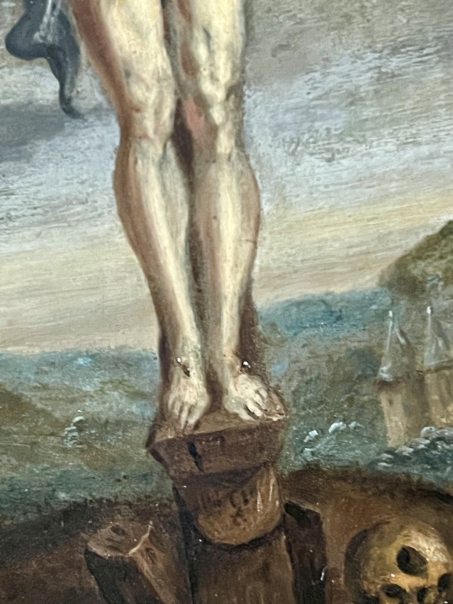 Oil On Copper - Christ On The Cross - 18th Century - Central Europe-photo-3