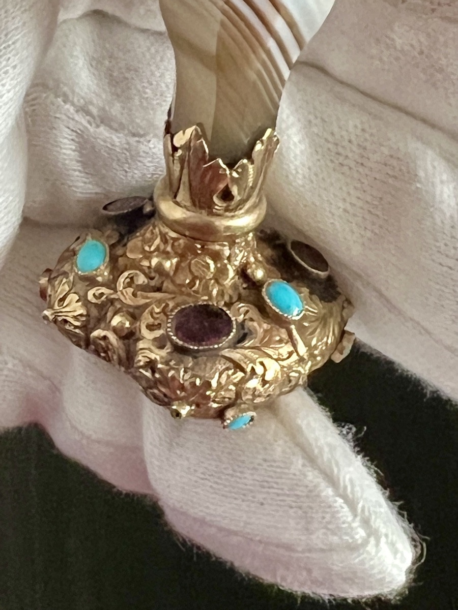 Austro-hungarian Prestige Stamp, 19th Century – Gold, Agate, Garnets And Turquoise-photo-4