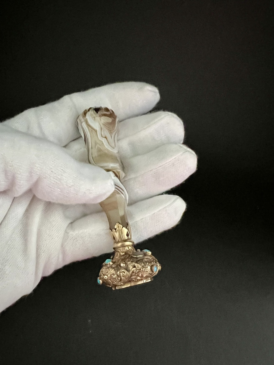 Austro-hungarian Prestige Stamp, 19th Century – Gold, Agate, Garnets And Turquoise-photo-3