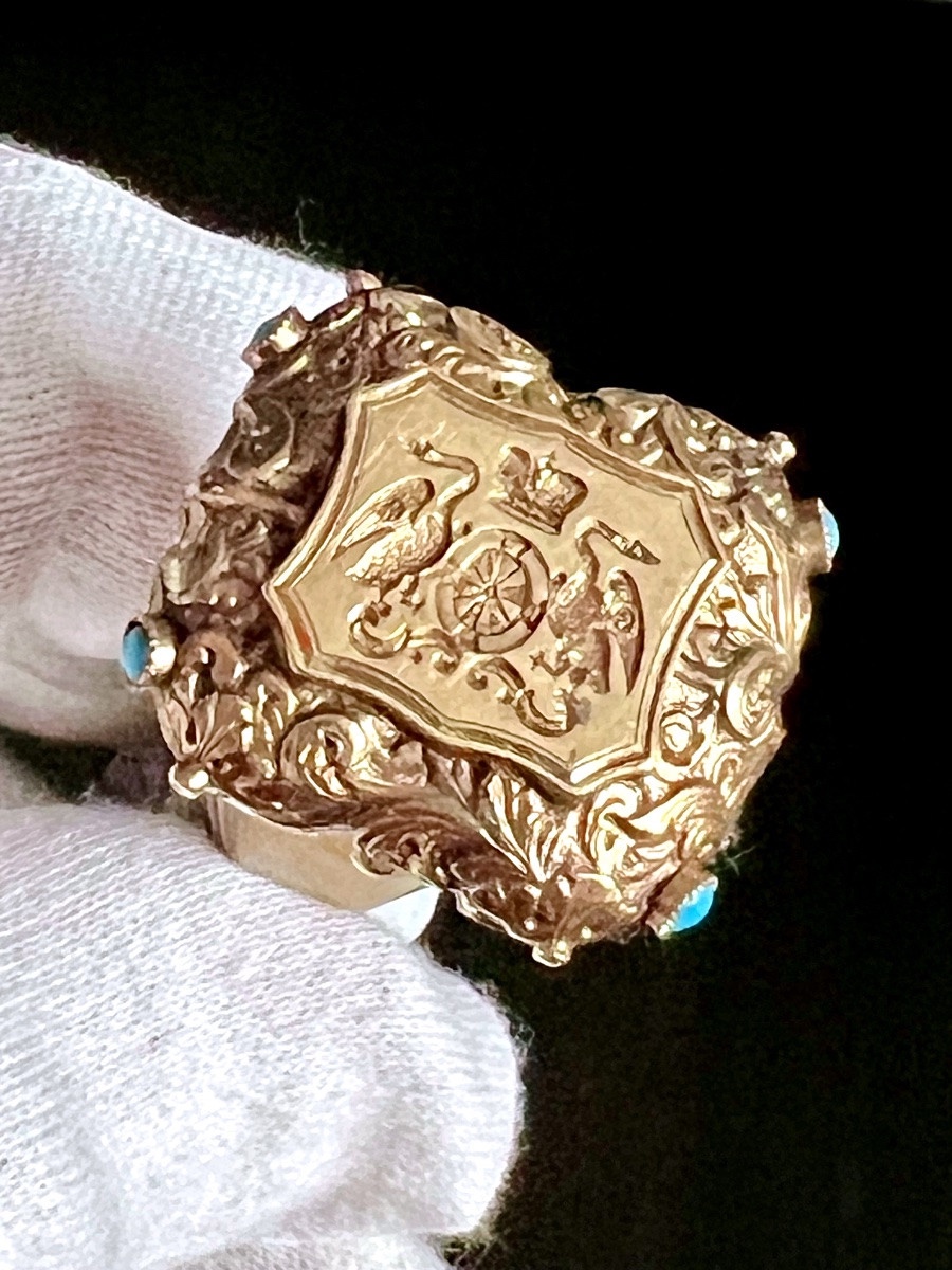 Austro-hungarian Prestige Stamp, 19th Century – Gold, Agate, Garnets And Turquoise