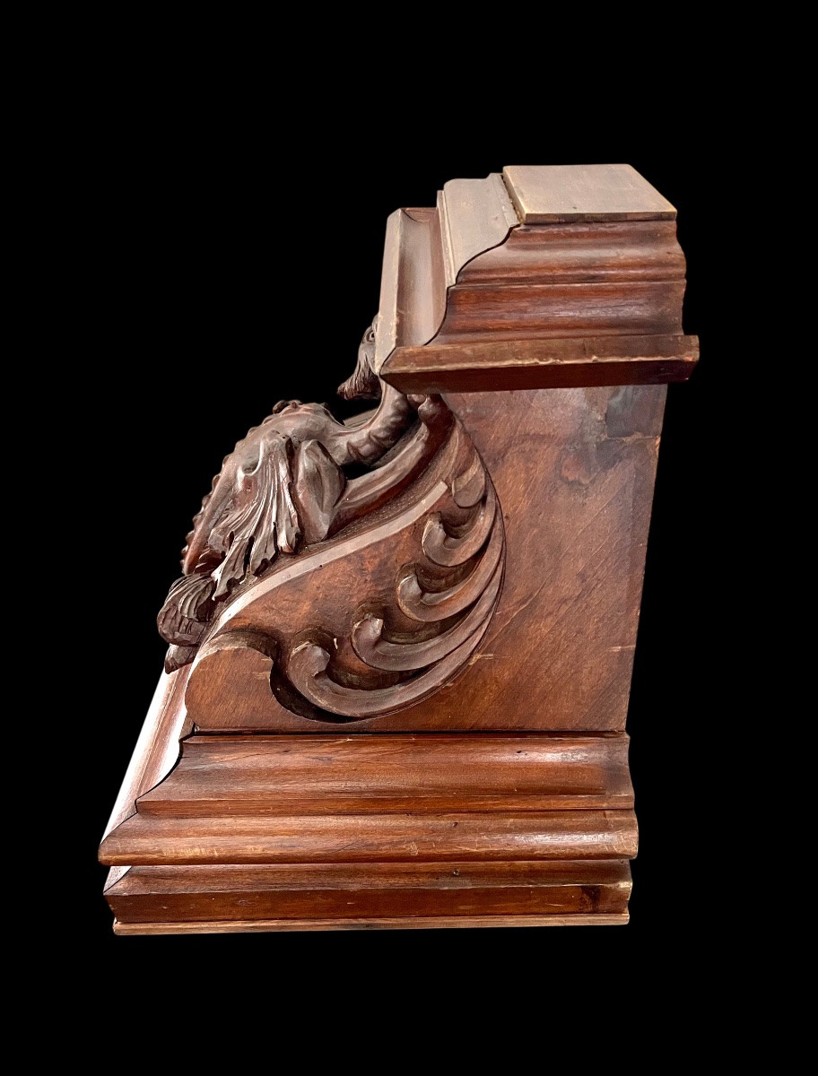 Carved Wooden Architectural Ornament - Neo-gothic Style - Fantastic Dragon - 19th Century-photo-2
