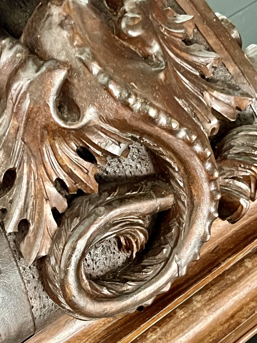 Carved Wooden Architectural Ornament - Neo-gothic Style - Fantastic Dragon - 19th Century-photo-6