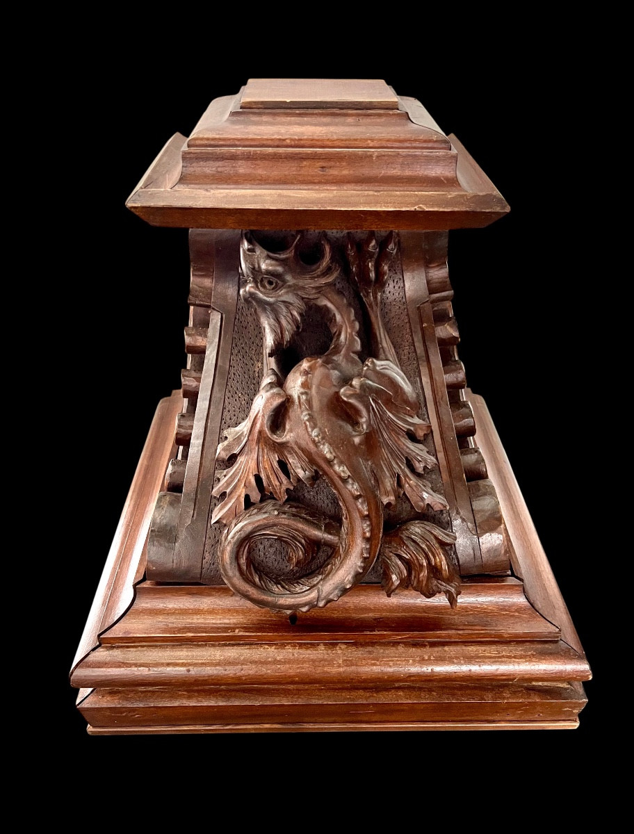 Carved Wooden Architectural Ornament - Neo-gothic Style - Fantastic Dragon - 19th Century