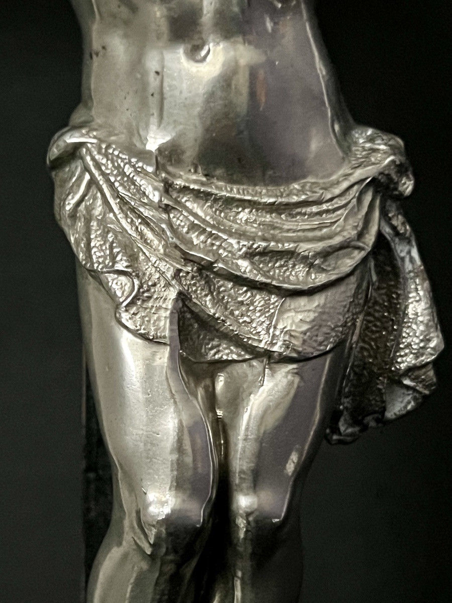 Large Baroque Reliquary Crucifix – Blackened Wood, Silver And Relics Of Saints – 19th Century-photo-8