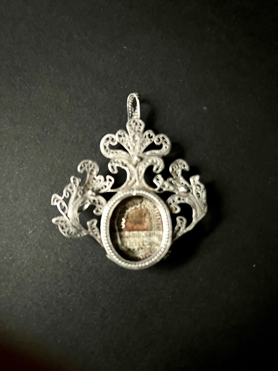 Filigree Silver Reliquary – Relic Of Saint Felix Of Cantalice – 18th/19th Century-photo-1