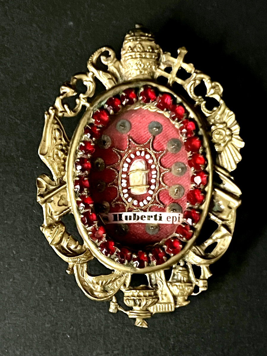 Baroque Reliquary – Relic Of Saint Hubert, Bishop – 18th Century.