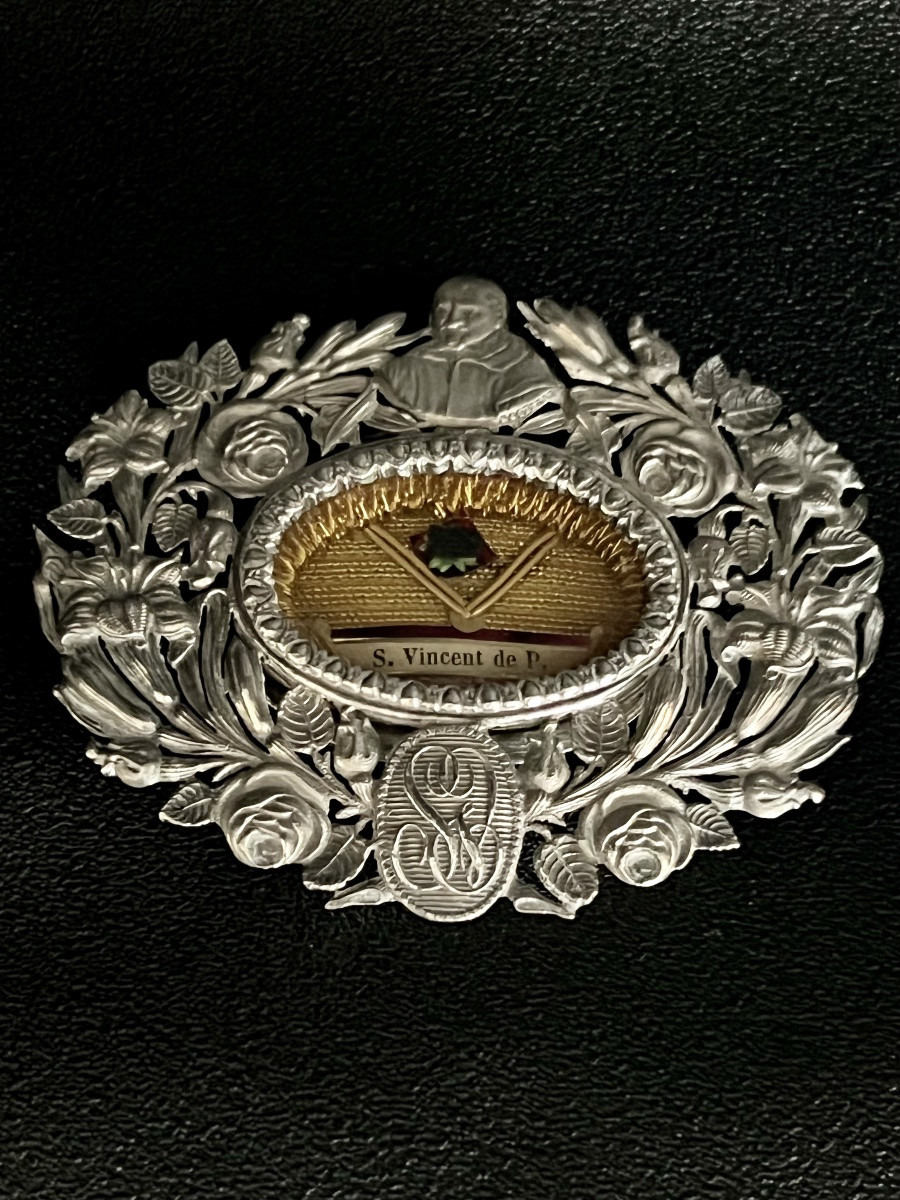 Reliquaire en Argent - Saint Vincent de Paul - XVIIIe / XIXe siècle-photo-3