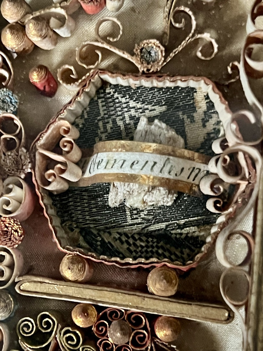 Baroque Reliquary Paperolles Containing Numerous Relics Of Holy Martyrs - 19th Century-photo-5
