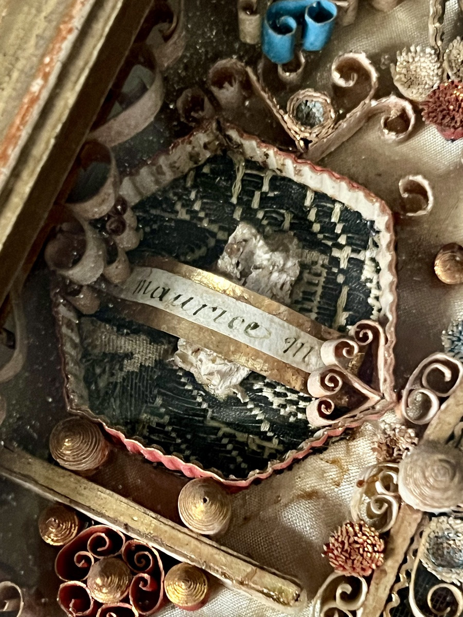 Baroque Reliquary Paperolles Containing Numerous Relics Of Holy Martyrs - 19th Century-photo-6