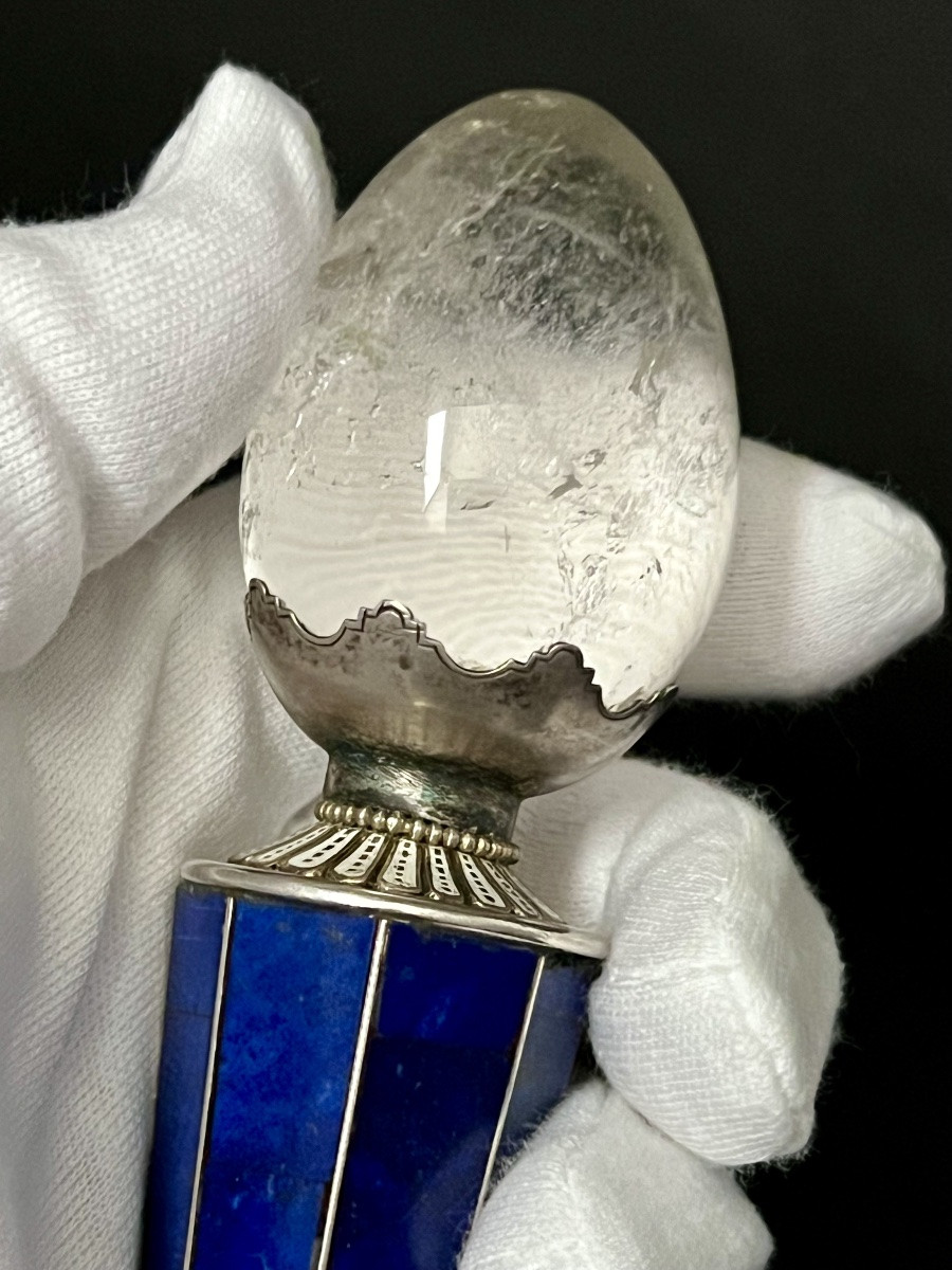 Cachet maçonnique en cristal de roche, lapis-lazuli, émail et argent  – Fin XIXe / début XXe-photo-6