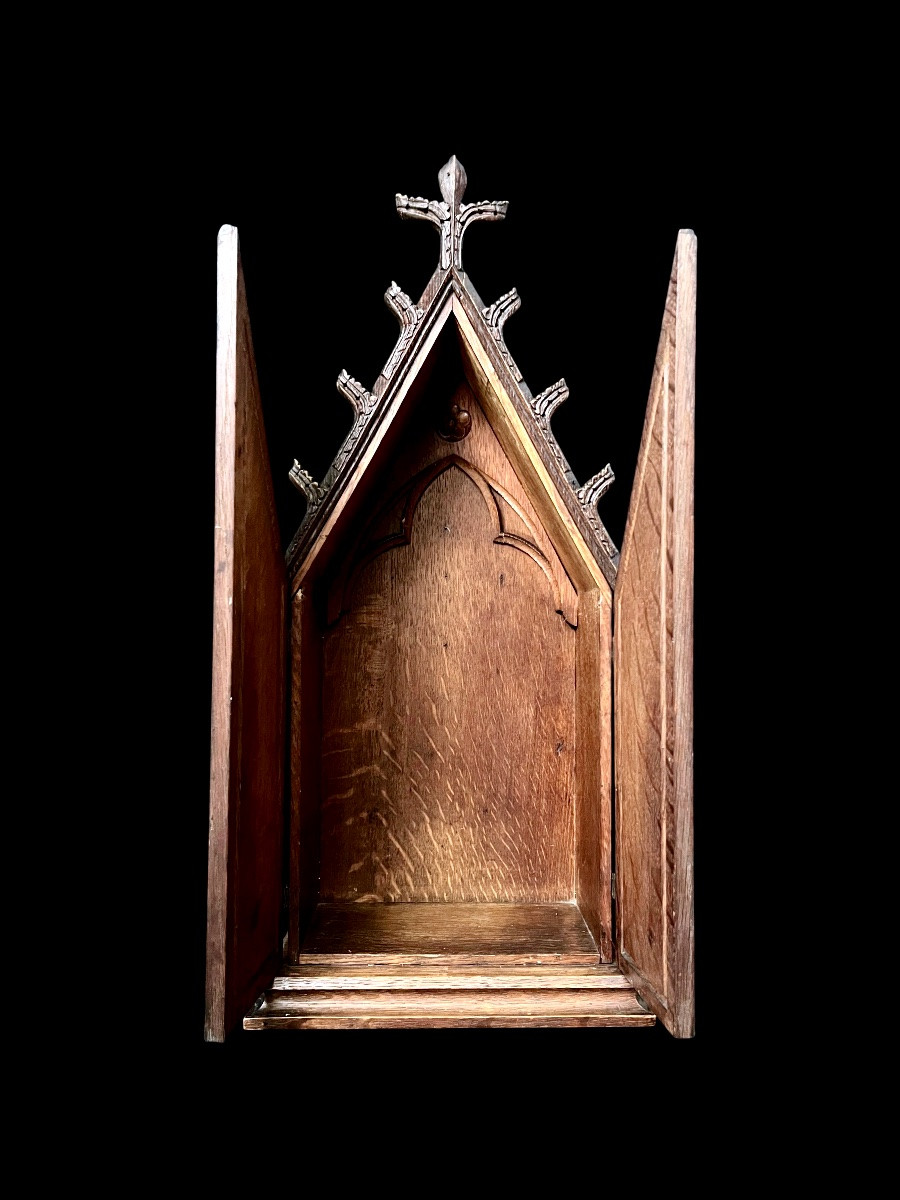 Chapelle gothique ouvrante – chêne sculpté – XIXe siècle-photo-2