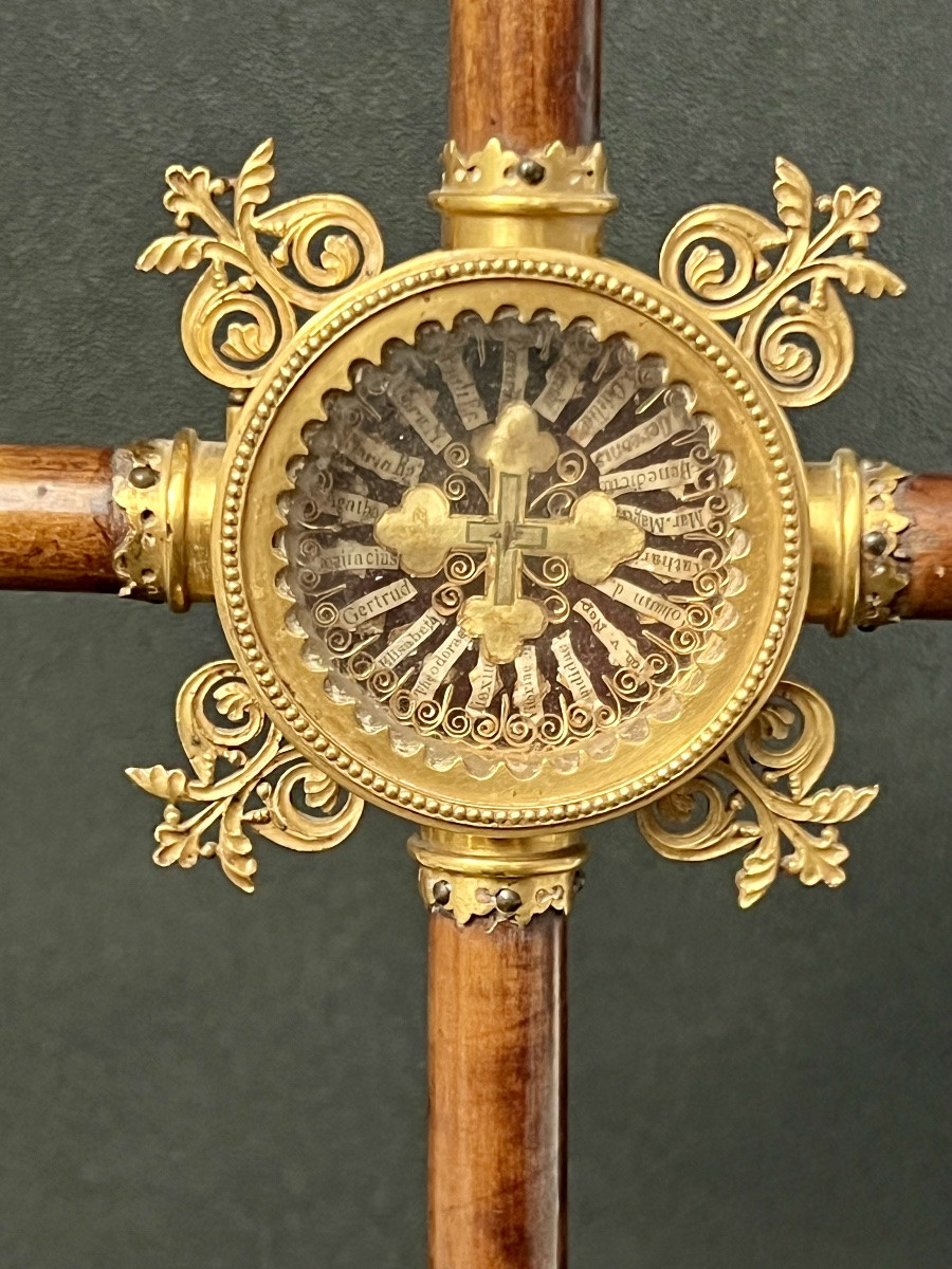 Reliquaire XIXᵉ – Vraie Croix & 20 Saints – Sceau épiscopal intact - Italie-photo-1