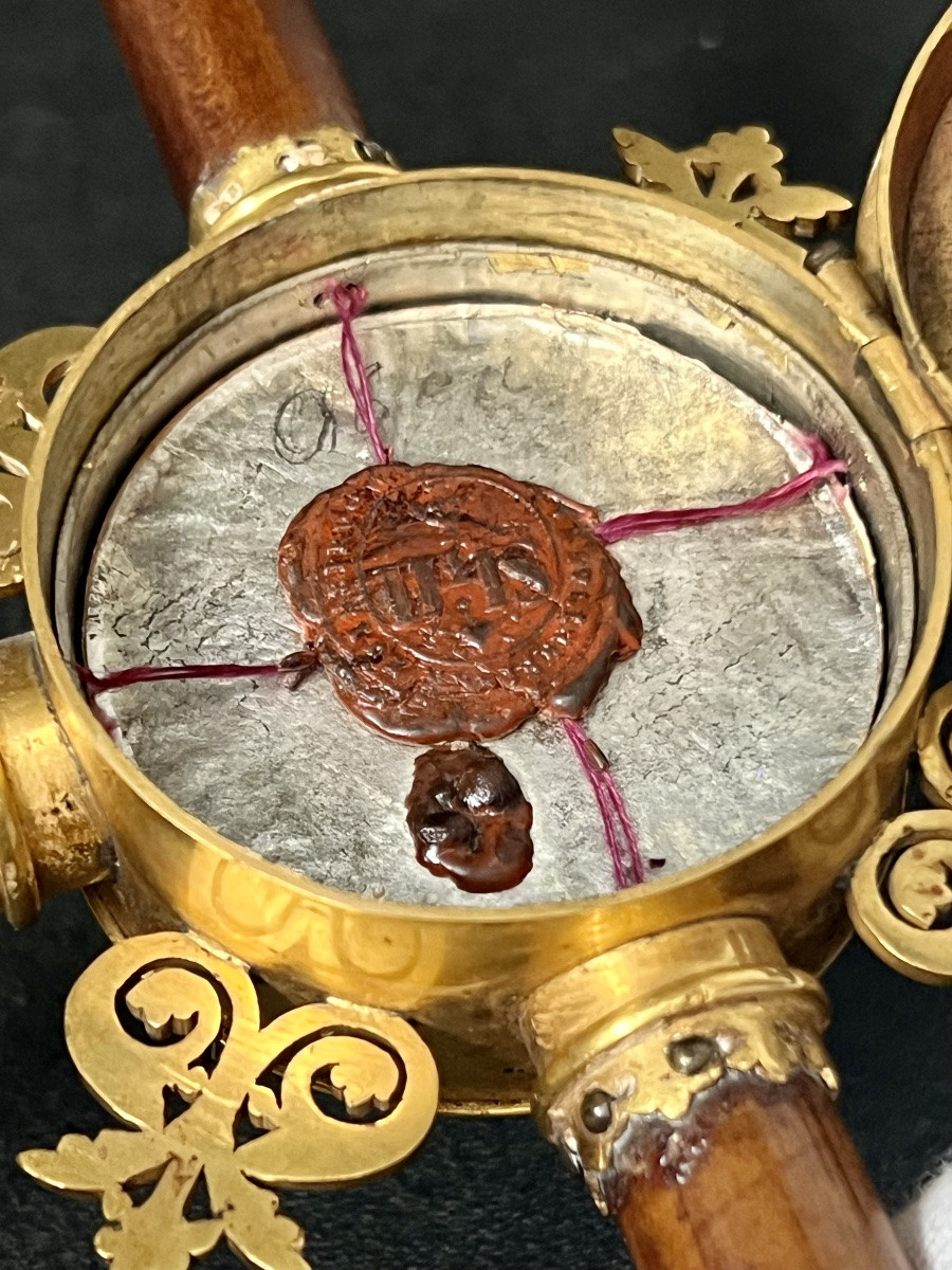 Reliquaire XIXᵉ – Vraie Croix & 20 Saints – Sceau épiscopal intact - Italie-photo-6