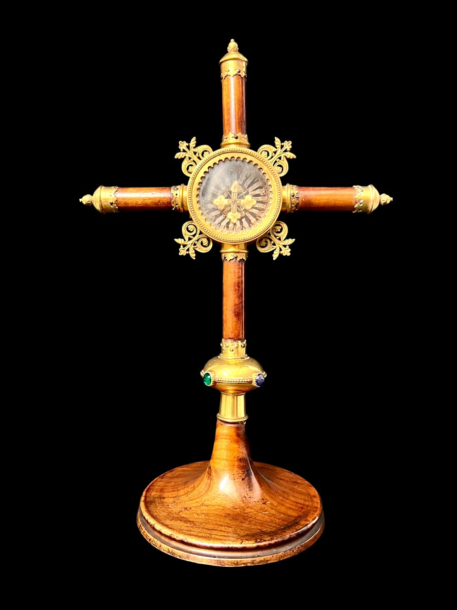Reliquaire XIXᵉ – Vraie Croix & 20 Saints – Sceau épiscopal intact - Italie