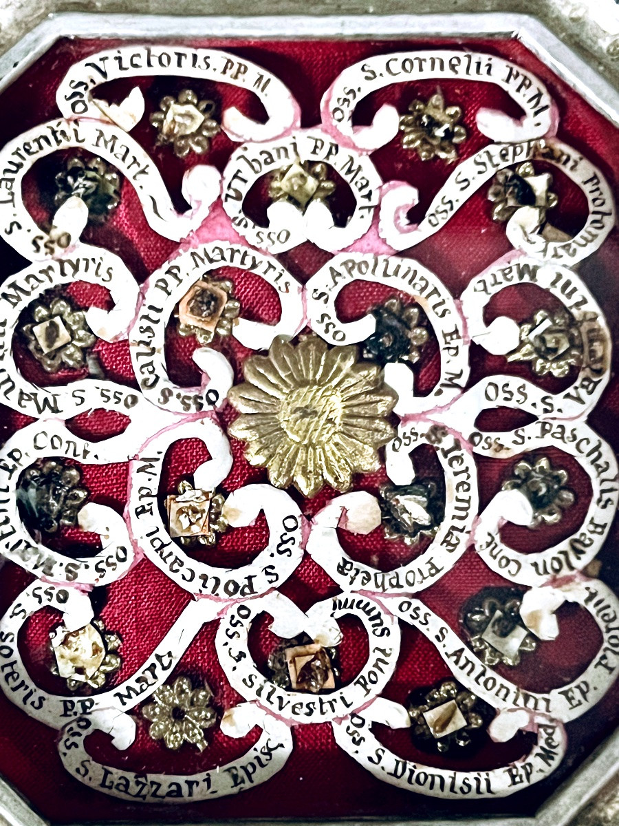 Reliquaire collectif en argent avec 18 reliques , XIXe siècle - Italie -photo-2