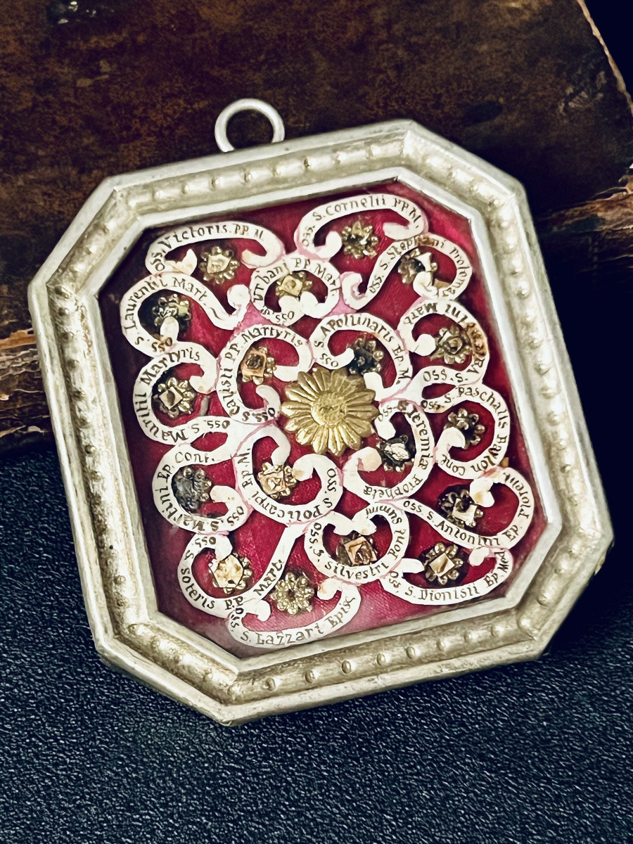 Reliquaire collectif en argent avec 18 reliques , XIXe siècle - Italie -photo-1