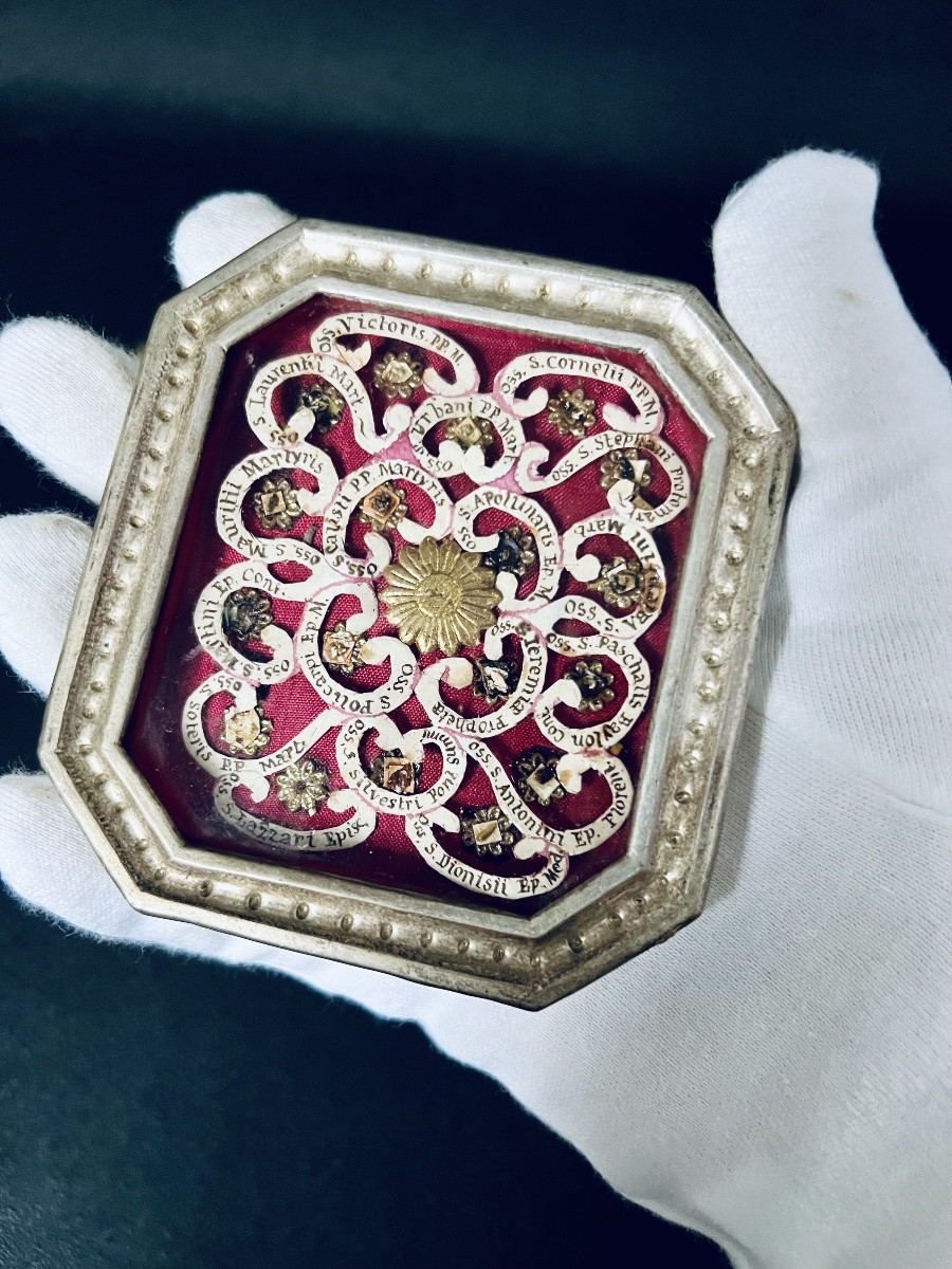 Reliquaire collectif en argent avec 18 reliques , XIXe siècle - Italie -photo-5