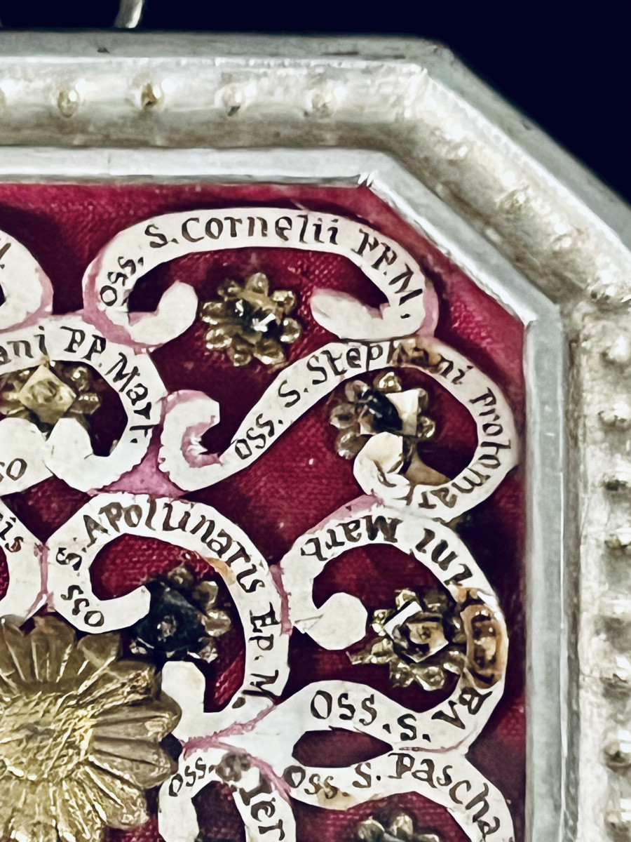 Reliquaire collectif en argent avec 18 reliques , XIXe siècle - Italie -photo-8