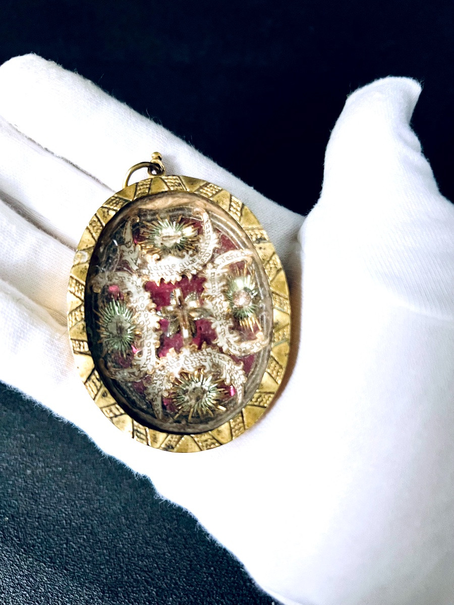 Gold Reliquary With Relic Of  The True Cross And The Passion Of Dnjc , 18th Century - Italy-photo-3