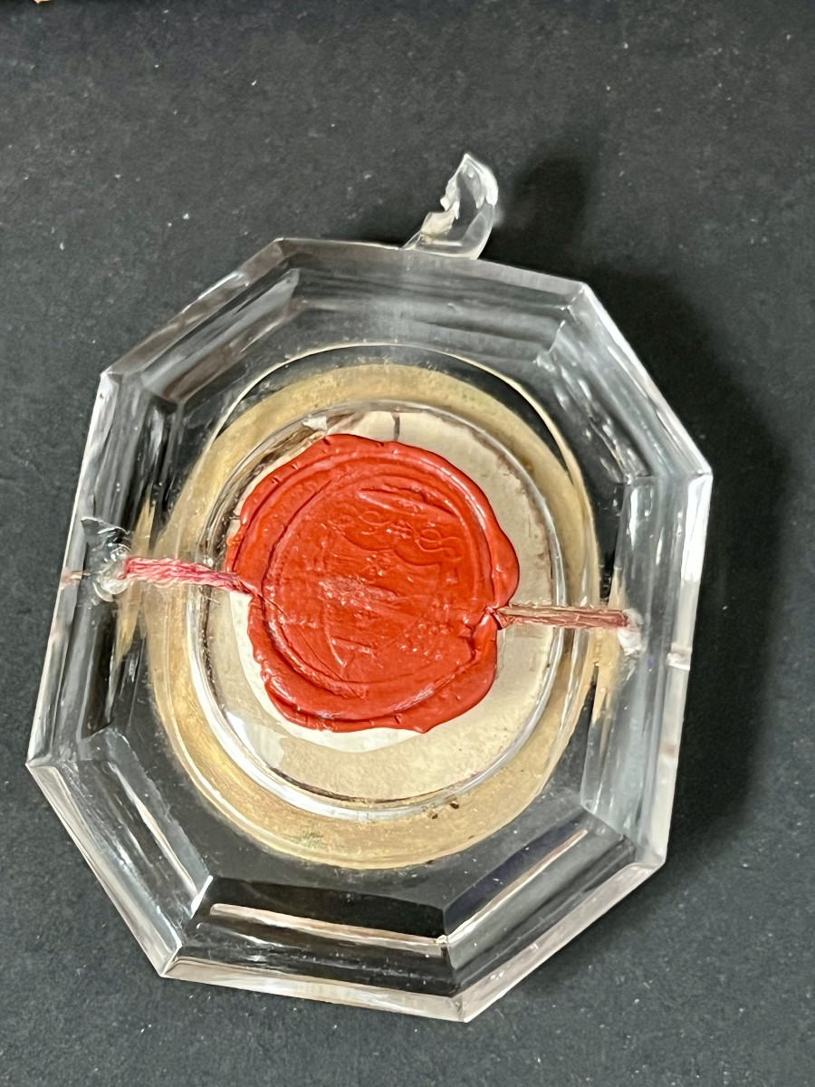 Reliquaire de la Vraie Croix – cristal taillé et papierolles – XIXe siècle-photo-8