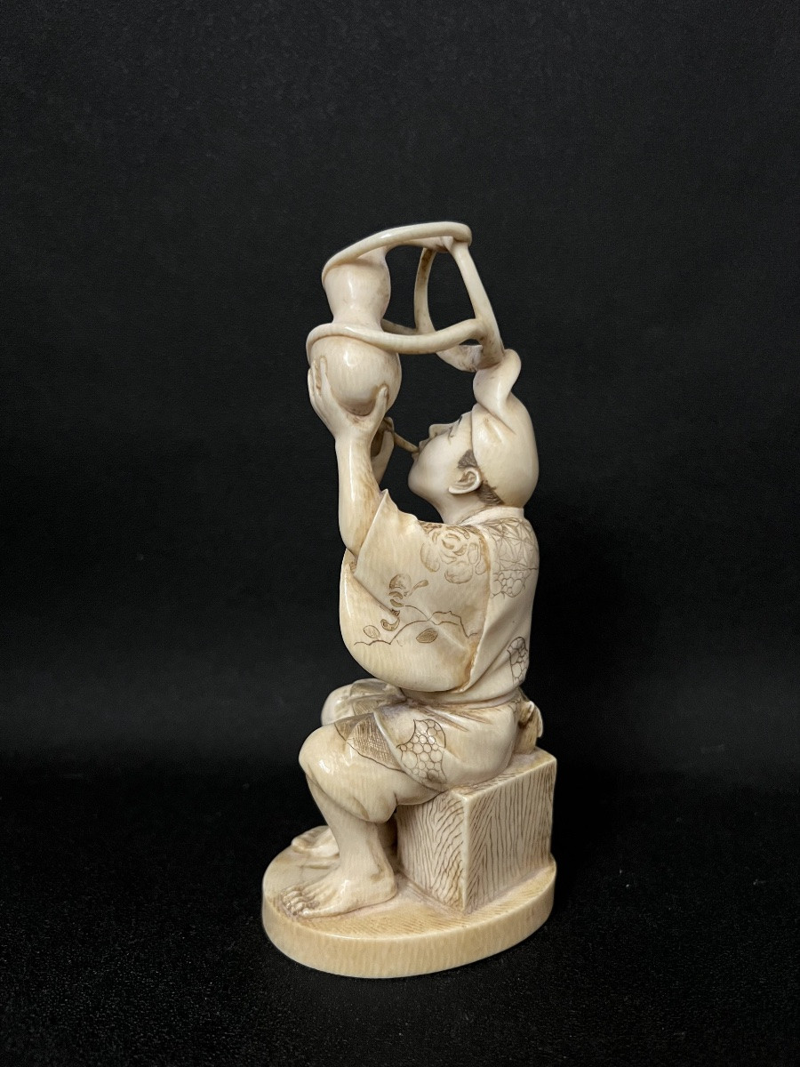 Ivory Okimono, Signed Soichi/ Munekazu, Japan, Meiji Period (1868-1912) And Its Cites-photo-3