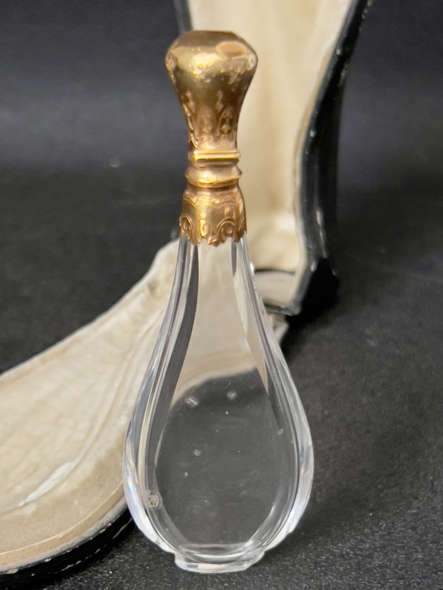 Cut Crystal And Gold Perfume Bottle, With Its Original Case – 19th Century – Napoleon III-photo-3