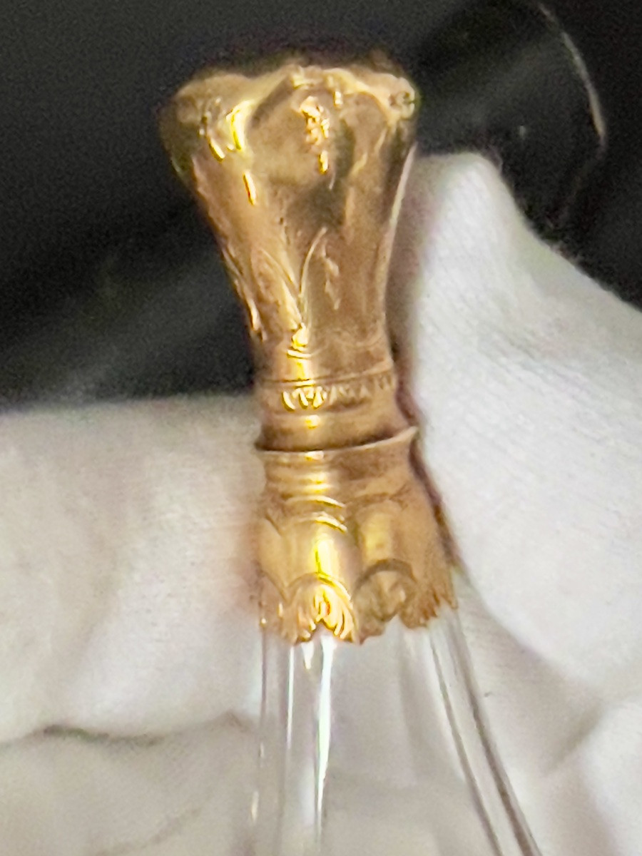 Cut Crystal And Gold Perfume Bottle, With Its Original Case – 19th Century – Napoleon III-photo-8