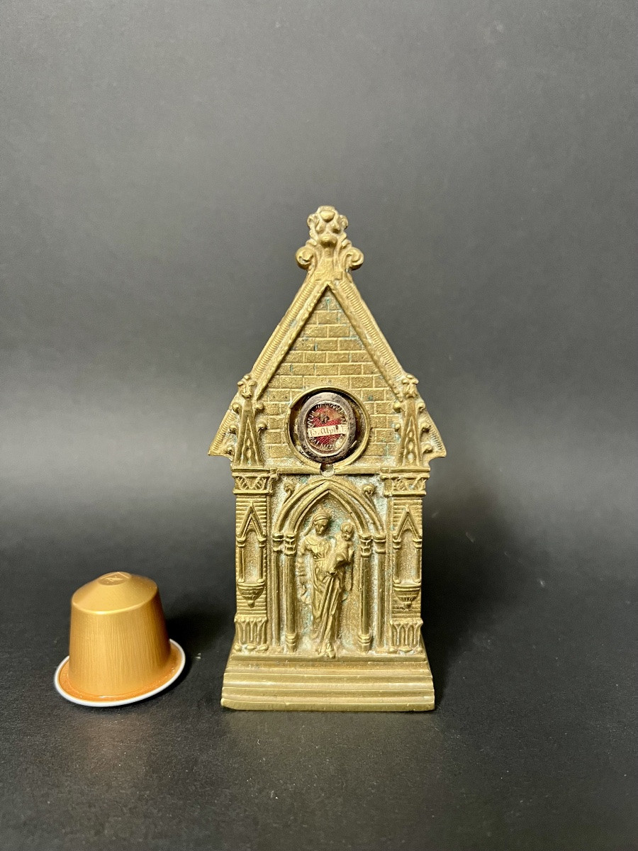 Neo-gothic Reliquary In Gilded Bronze – Relic Of Blessed Alphonsus (b. Alpl. F.)-photo-2