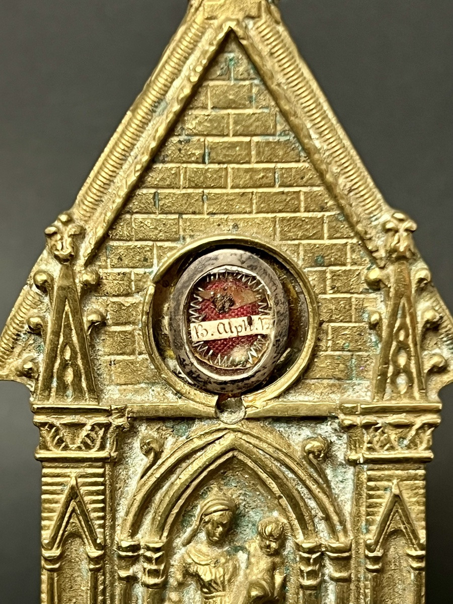 Neo-gothic Reliquary In Gilded Bronze – Relic Of Blessed Alphonsus (b. Alpl. F.)-photo-4