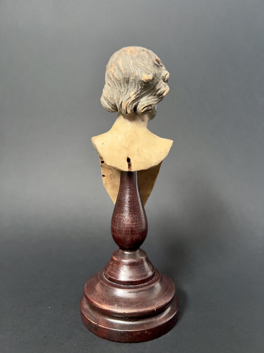 Votive Bust In Polychrome Terracotta, Southern Italy, 18th Century-photo-2