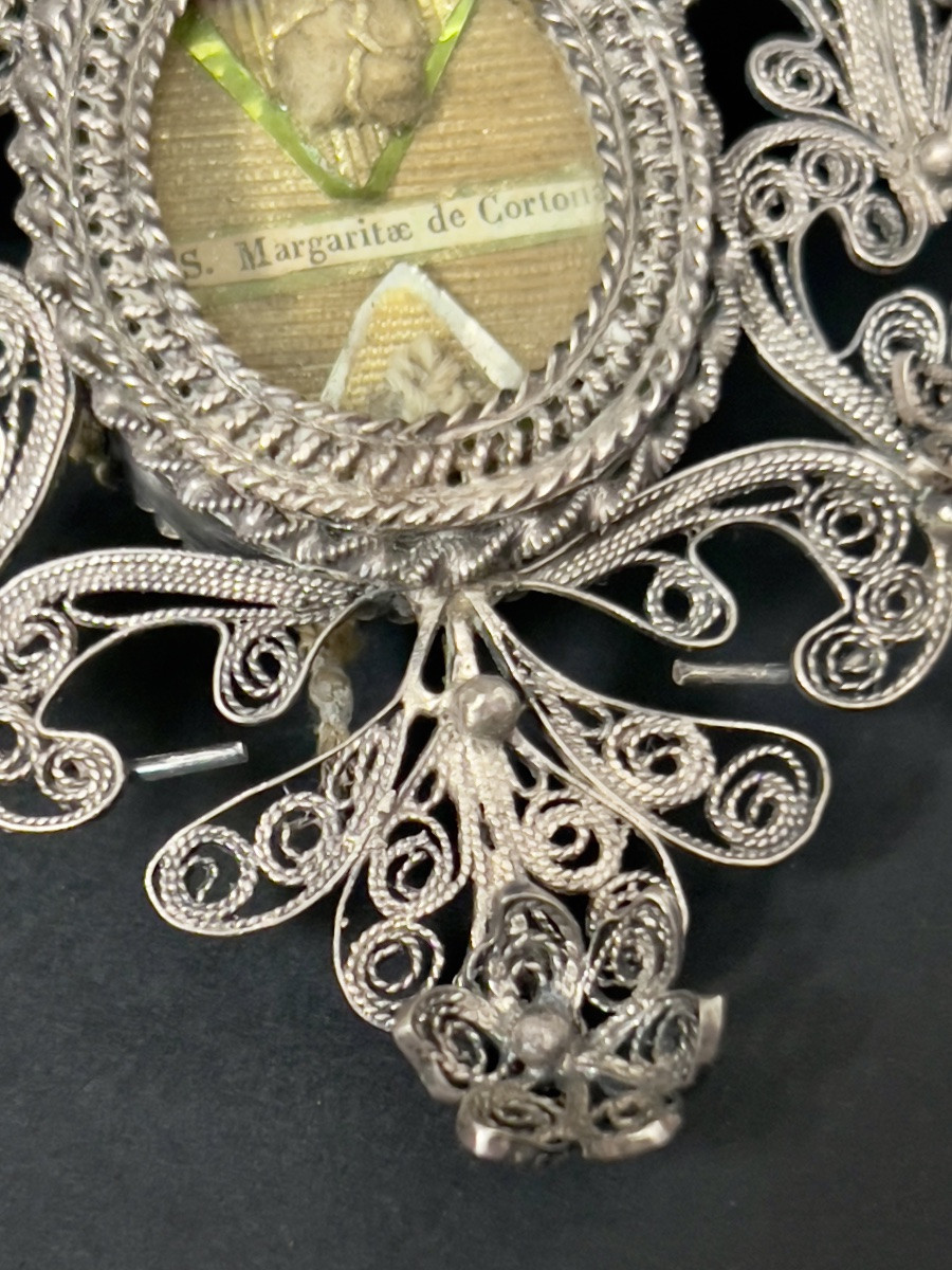 Filigree Silver Reliquary – Relic Of Saint Margaret Of Cortona, 18th Century-photo-4