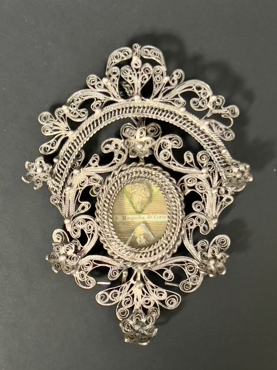 Filigree Silver Reliquary – Relic Of Saint Margaret Of Cortona, 18th Century-photo-5