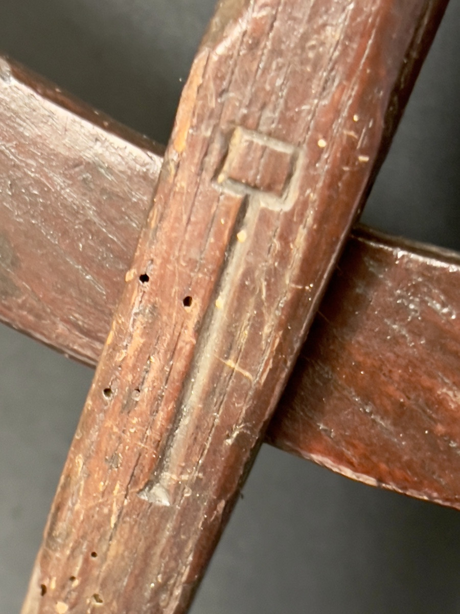 Large Engraved Wooden Carpenter's Compass – Dated 1824-photo-4